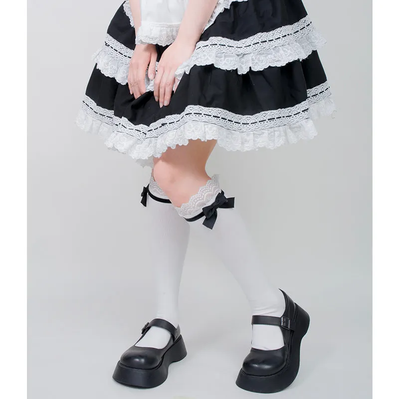 Original Doll-like Lolita Socks With Bow Knot Mid-calf socks