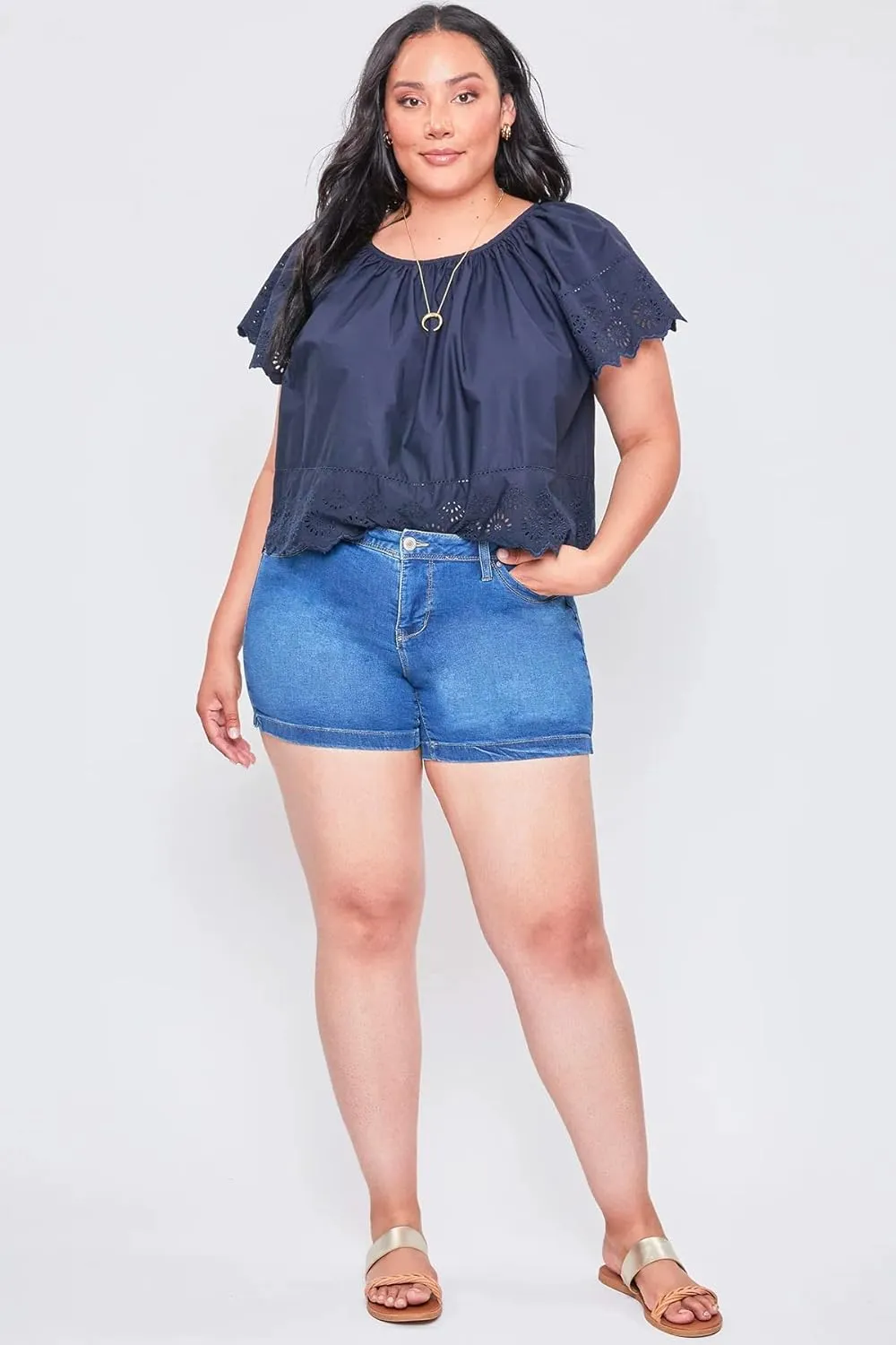 Royalty For Me Womens Women's Plus Size Wannabettabutt Side Slit Hem Shorts SustainableShorts