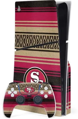 Skinit Decal Gaming Skin Compatible with PS5 Slim Disk Bundle - Officially Licensed NFL San Francisco 49ers Trailblazer Design