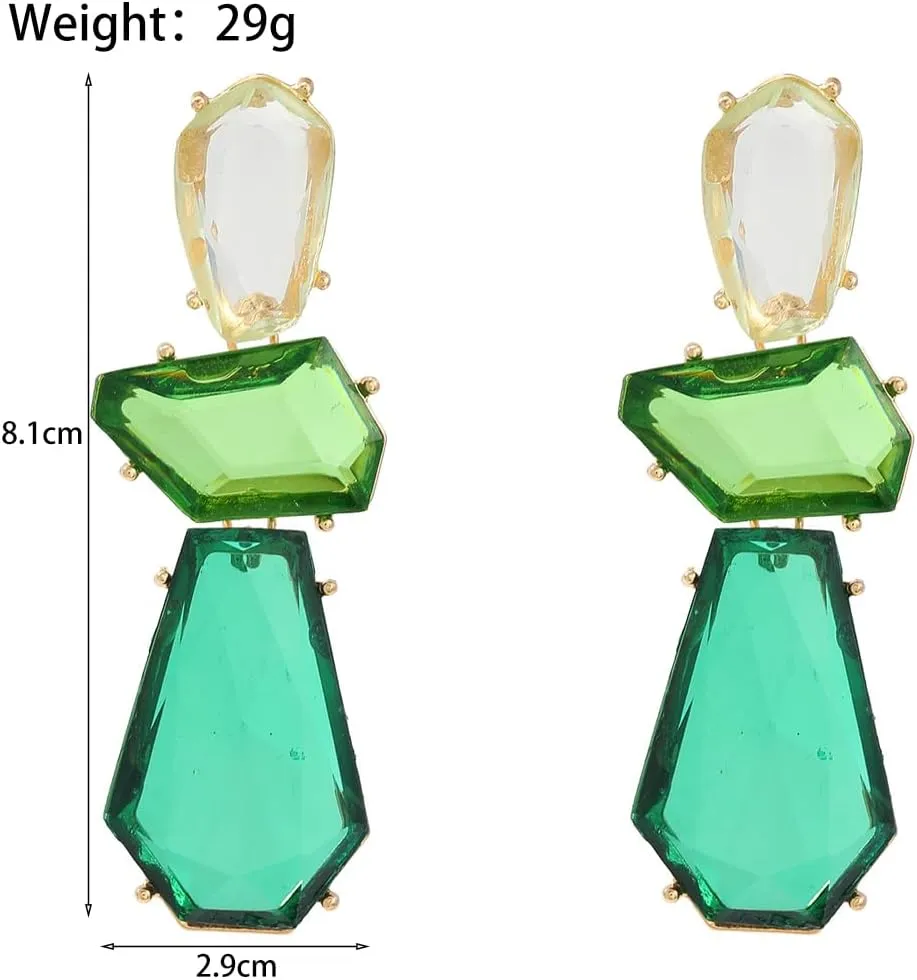 Sparkling Colorful Resin Dangling Earrings for Women Irregular Geometric Resin Drop Dangle Earrings Exaggerated Statement EverydayJewelry Gifts