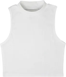 SUMONA Sleeveless Basic Everyday Casual Cotton Blend Mock High Neck Ribbed Fitted Crop Top
