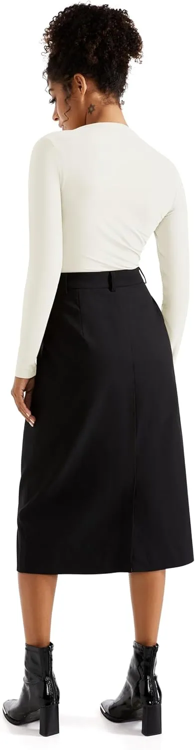 SUUKSESS Women Business Casual Long Sleeve Tops Double Lined Basic T Shirts
