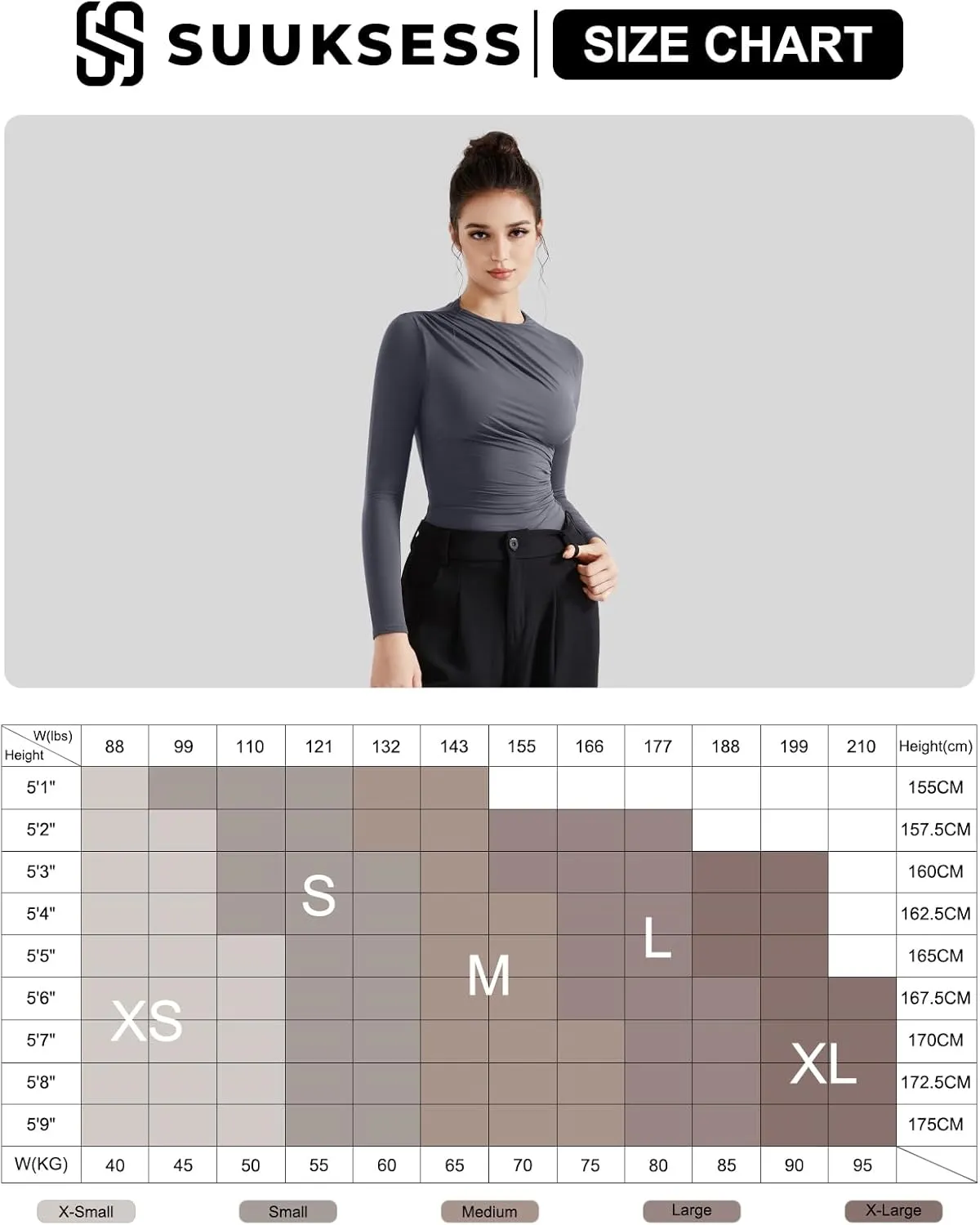 SUUKSESS Women Business Casual Long Sleeve Tops Double Lined Basic T Shirts