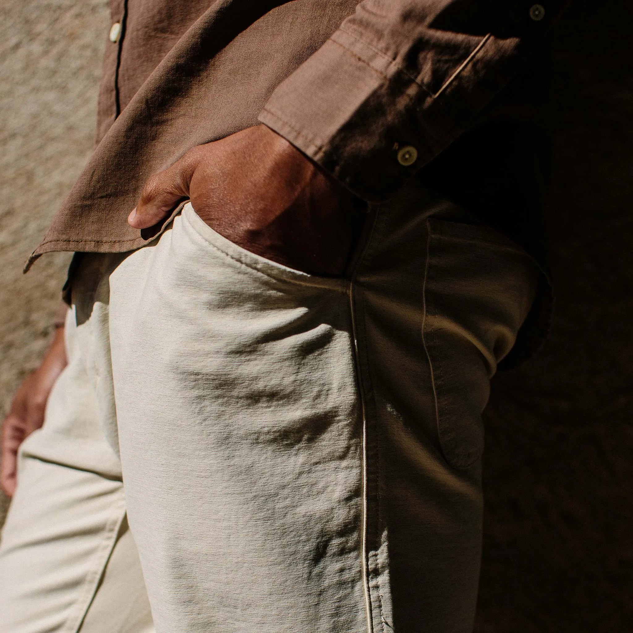 The Camp Pant in Natural Reverse Sateen