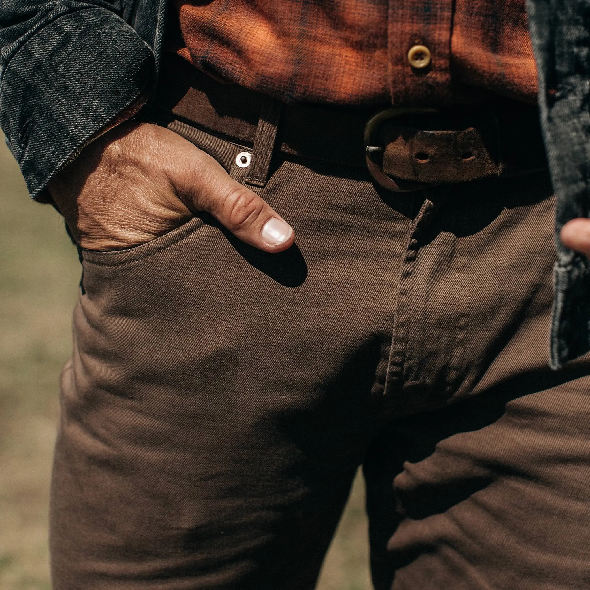 The Democratic All Day Pant in Espresso Selvage