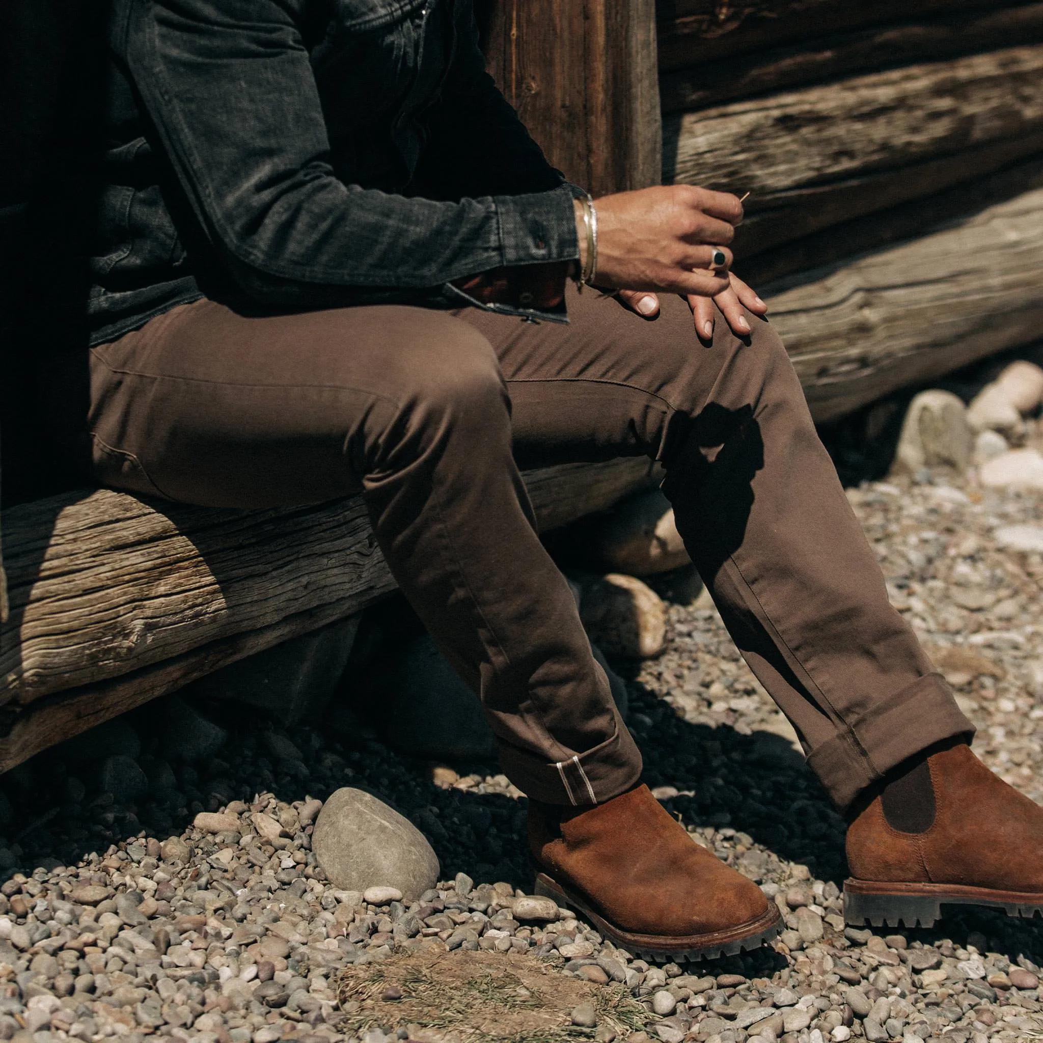 The Democratic All Day Pant in Espresso Selvage
