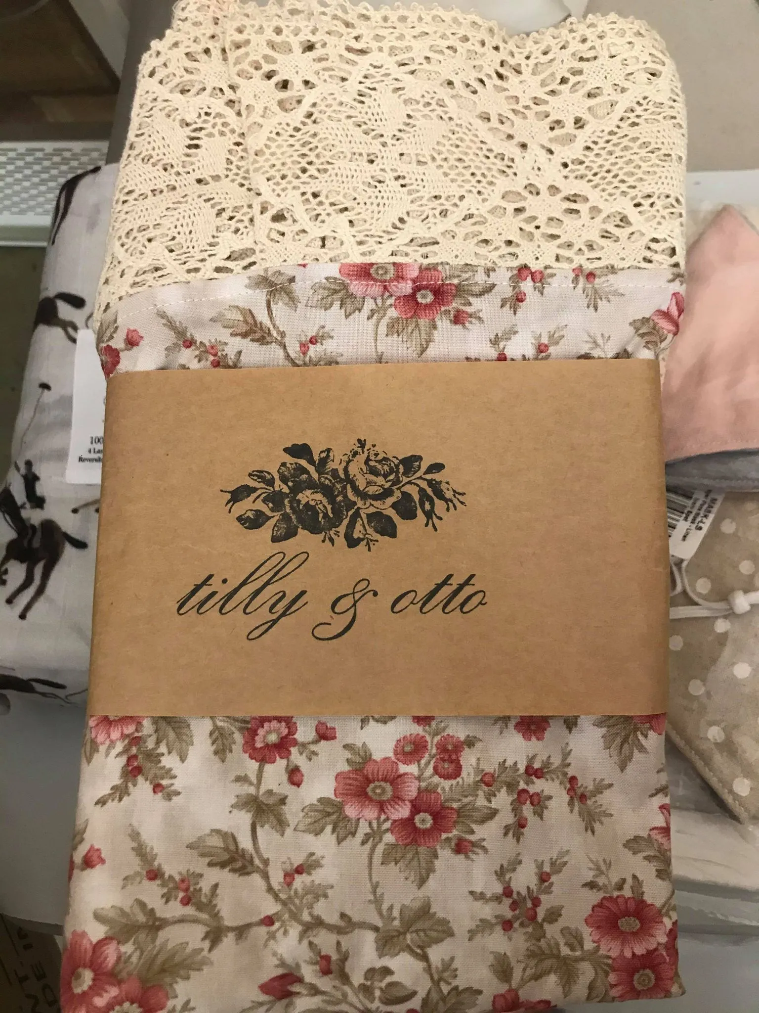 Tilly and Otto - Couture lace swaddle wrap - Cream floral