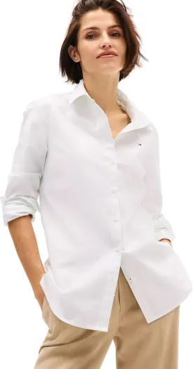 TOMMY HILFIGER Women's Regular Fit Stretch Cotton Long Sleeve Button Down Shirt Collection 2025