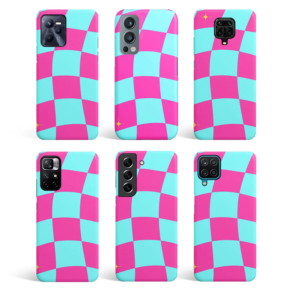 Trippy Blue Pink Checkers Phone Cover | Matte Case