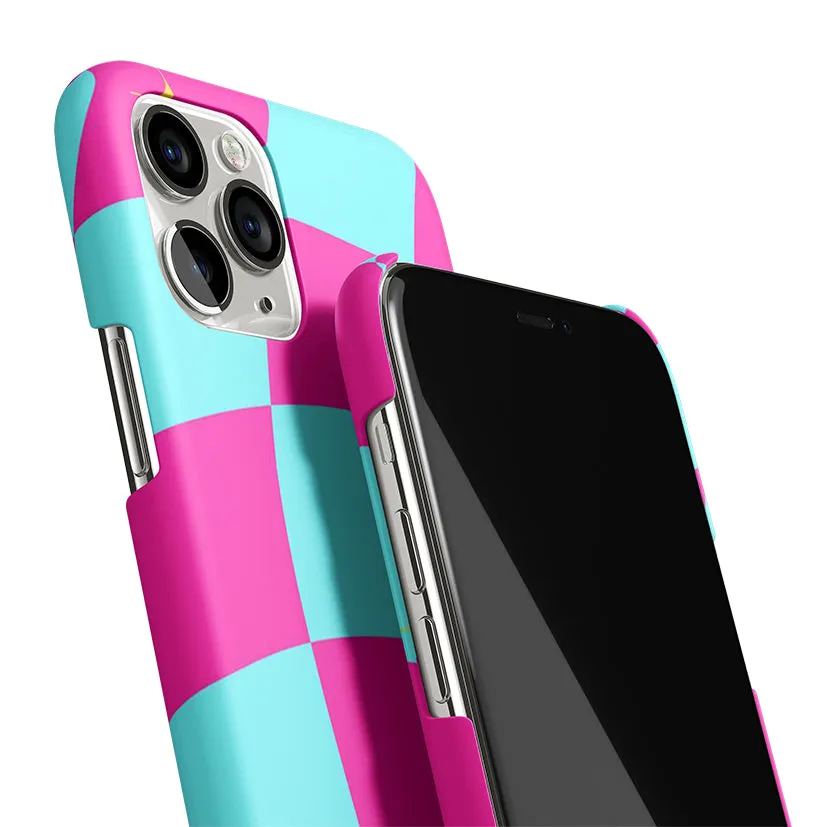 Trippy Blue Pink Checkers Phone Cover | Matte Case
