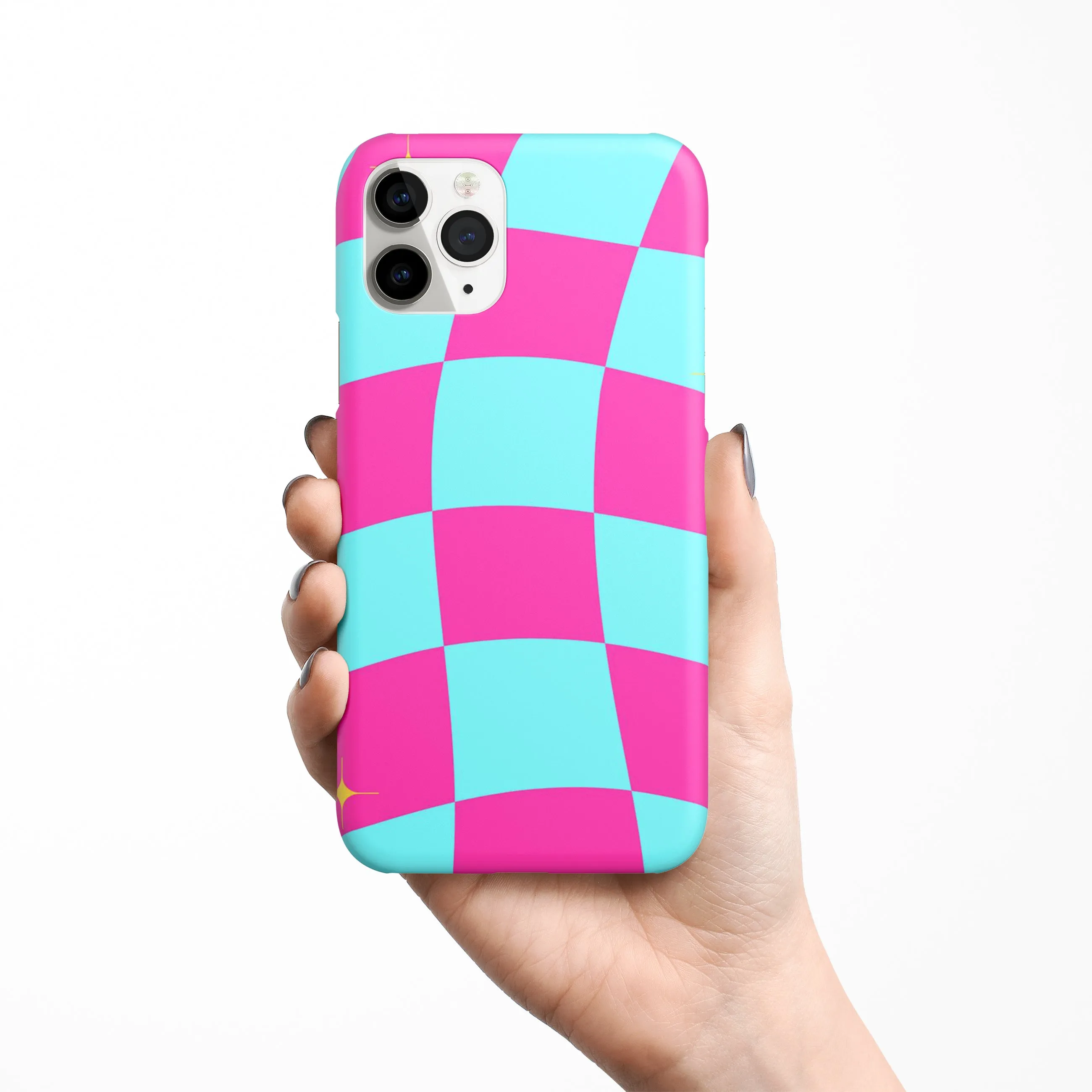 Trippy Blue Pink Checkers Phone Cover | Matte Case