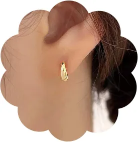 Vintage Small Teardrop Earrings Vintage Water drop Studs Earrings Gold Teardrop Hoop Earrings Minimalist Tiny Droplet Earrings Jewelry for Women