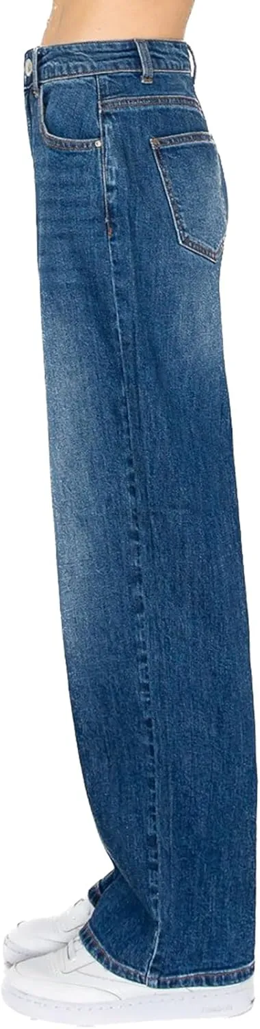 WAX JEAN Collection Women's Loose Fit Straight Wide Leg Jeans
