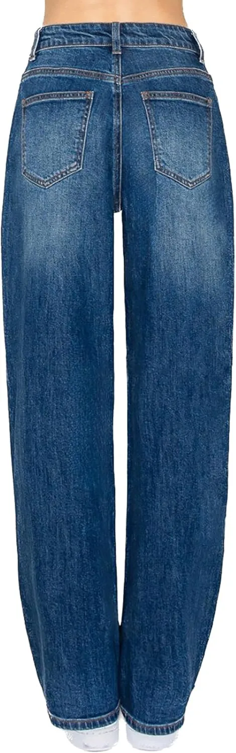 WAX JEAN Collection Women's Loose Fit Straight Wide Leg Jeans