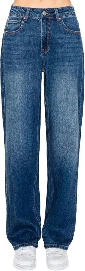 WAX JEAN Collection Women's Loose Fit Straight Wide Leg Jeans